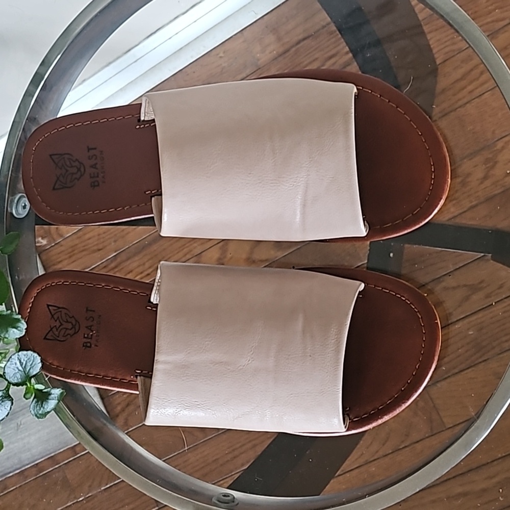 BEAST FASHION Beige Slide Sandals